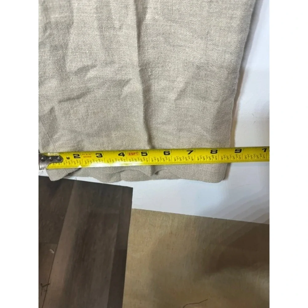 Eddie Bauer Mens 36 Tall Belgian Linen Pleated Trousers Tan Khaki Dress Pants